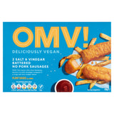 OMV! salt and vinegar battered vegan sausages 170g, imported from the UK