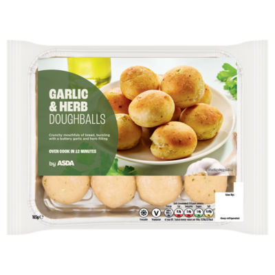 ASDA Garlic & Herb Doughballs Part Baked Roll 165g