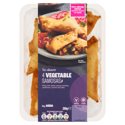 ASDA 4 Vegetable Samosas 200g Pack - British product