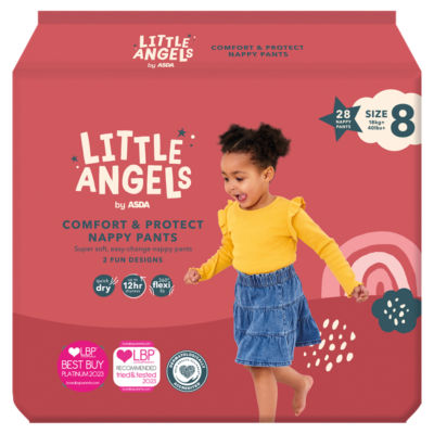 ASDA Little Angels Comfort & Protect Size 8 18kg+ nappy pants 28 pack - British product
