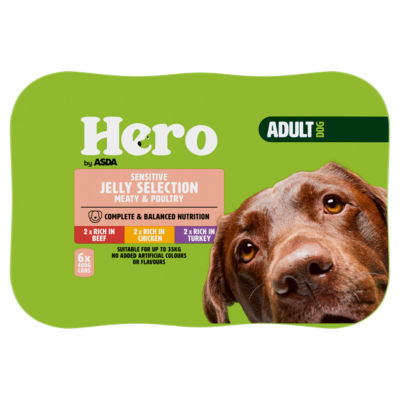 Hero Sensitive Jelly dog food 6x400g cans - British product