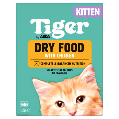 ASDA Tiger kitten dry food with chicken 1.2kg - British product