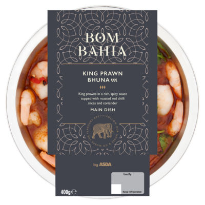 Bom Bahia King Prawn Bhuna 400g, imported from the UK