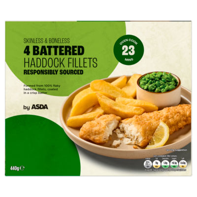 ASDA battered haddock fillets 440g - British product