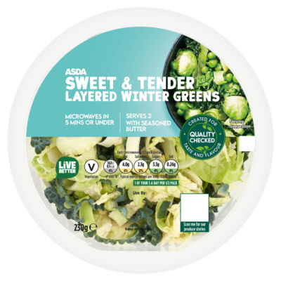 ASDA mixed winter greens seasoned butter 230g - British product