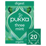 Pukka Three Mint Organic Herbal Tea Bags 32g, imported from the UK