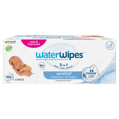 WaterWipes Sensitive+ Newborn and Baby Wipes 360 count (British brand)