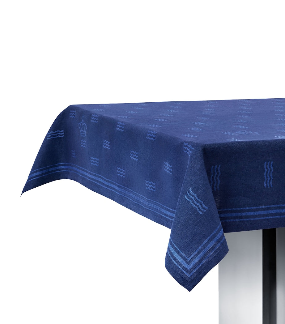 Royal Copenhagen Jacquard Waves Tablecloth 145cm x 270cm, imported from the UK