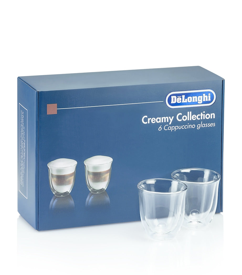 De'Longhi double wall cappuccino glasses set of 6, 190ml capacity - British product