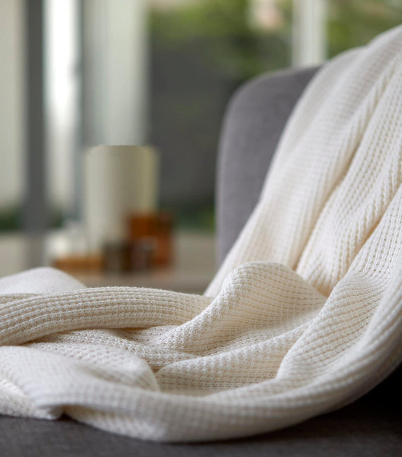 Amalia Cotton-Cashmere Knitted Elemento Throw 130cm x 170cm - British product