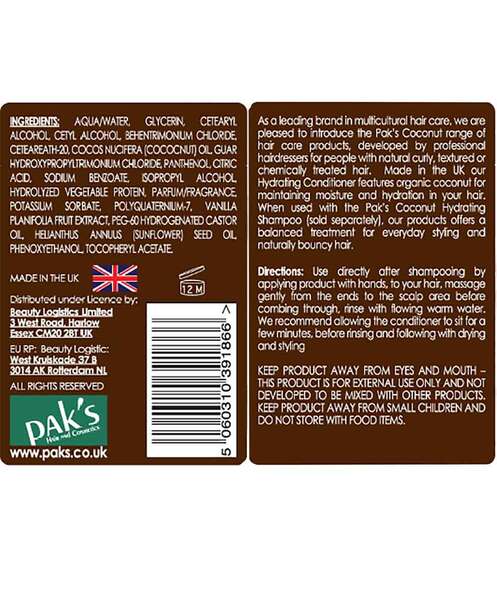 Pak's Coconut Milk Hydrating Conditioner imported from the UK