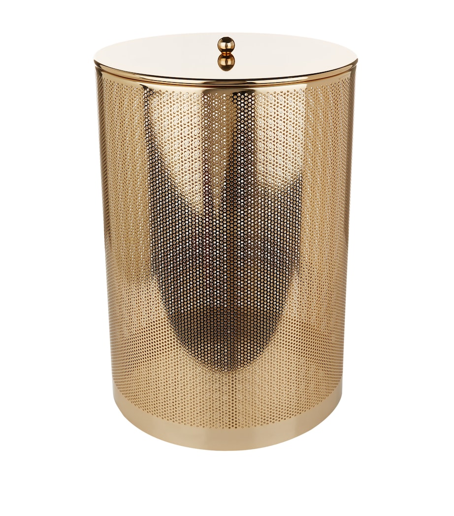 Round Mesh-Style Gold-Plated Laundry Basket