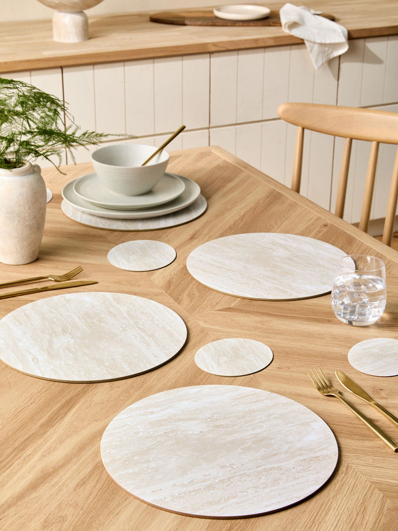 Natural marble effect placemat and coaster set set of 4 (British brand)