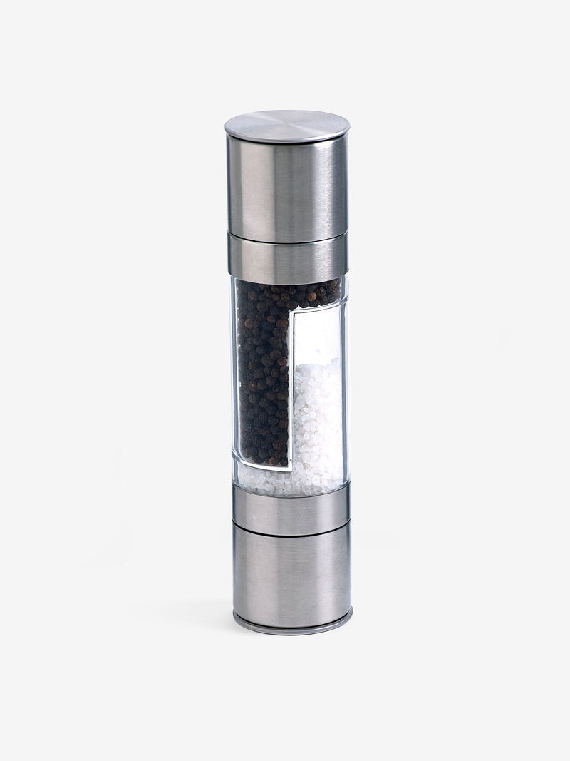Steel two in one salt and pepper grinder (British brand)