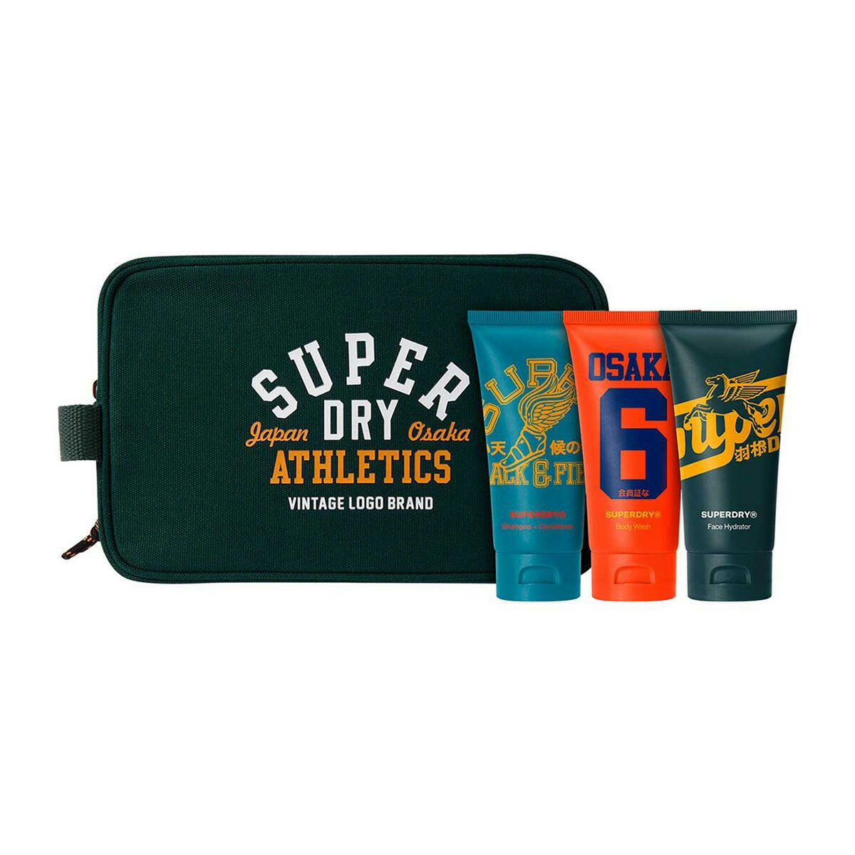 Superdry Retro Athletic Pack - Body Wash, 2-in-1 Shampoo & Conditioner, Face Hydrator, Wash Bag GOODS Boots   