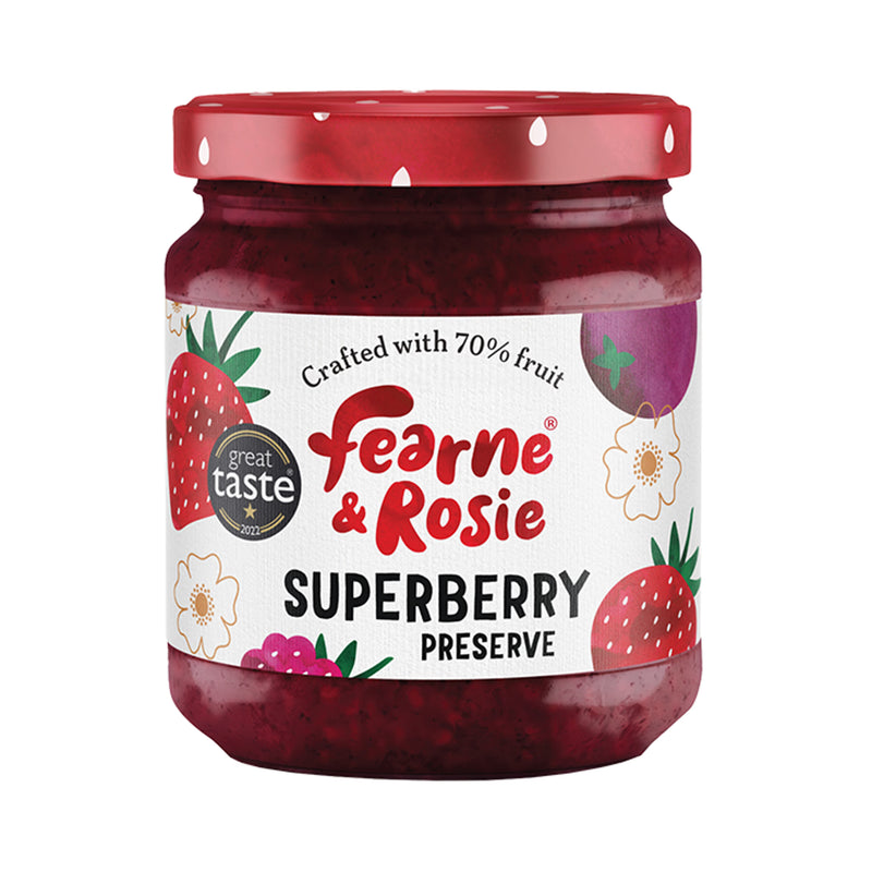 Fearne and Rosie superberry jam reduced sugar 310g - British product