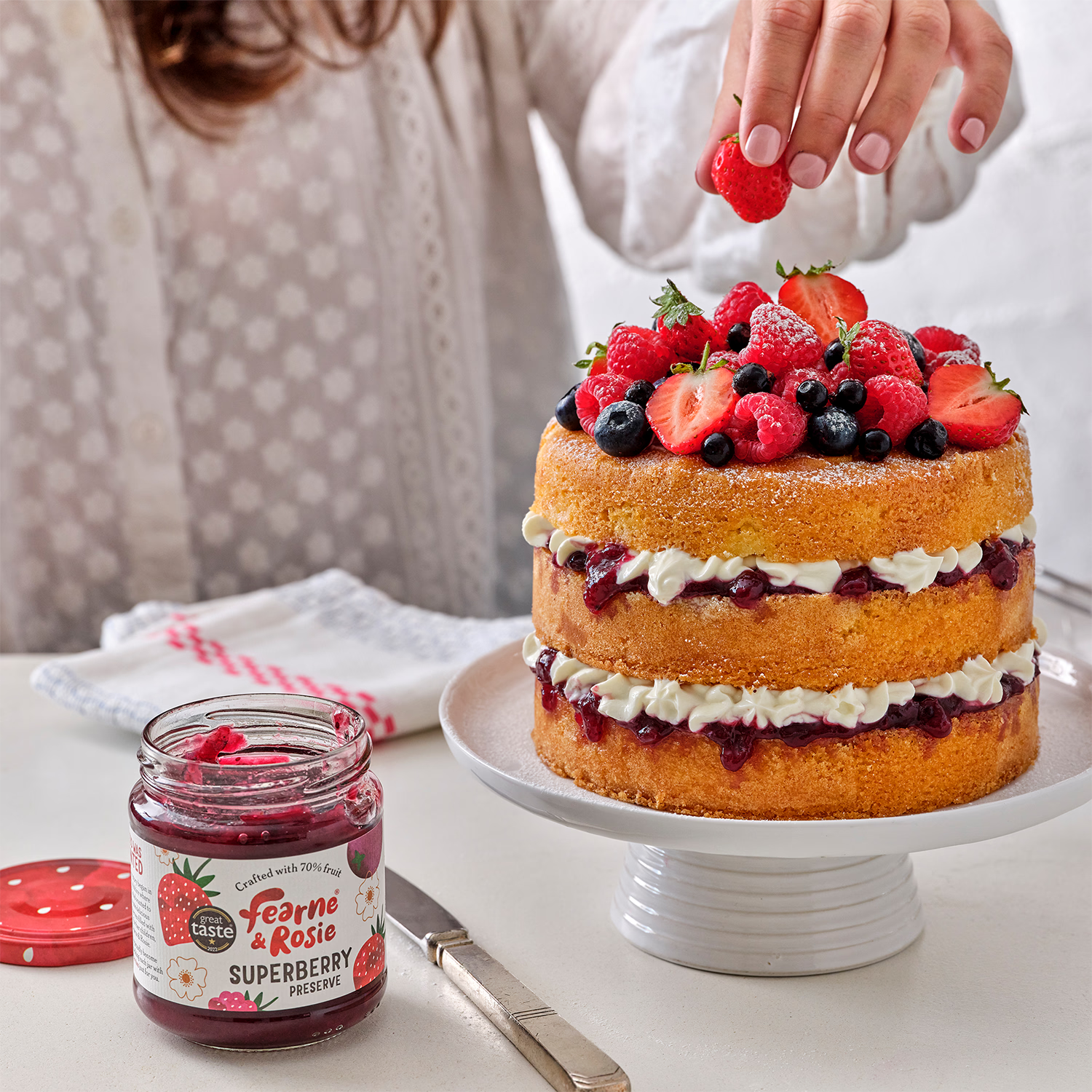 Fearne and Rosie superberry jam reduced sugar 310g - British product