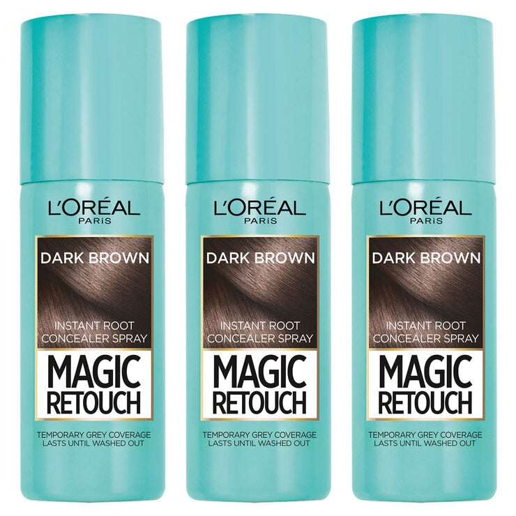 LOreal Magic Retouch Instant Root Concealer Spray 3 x 75ml in Dark Brown