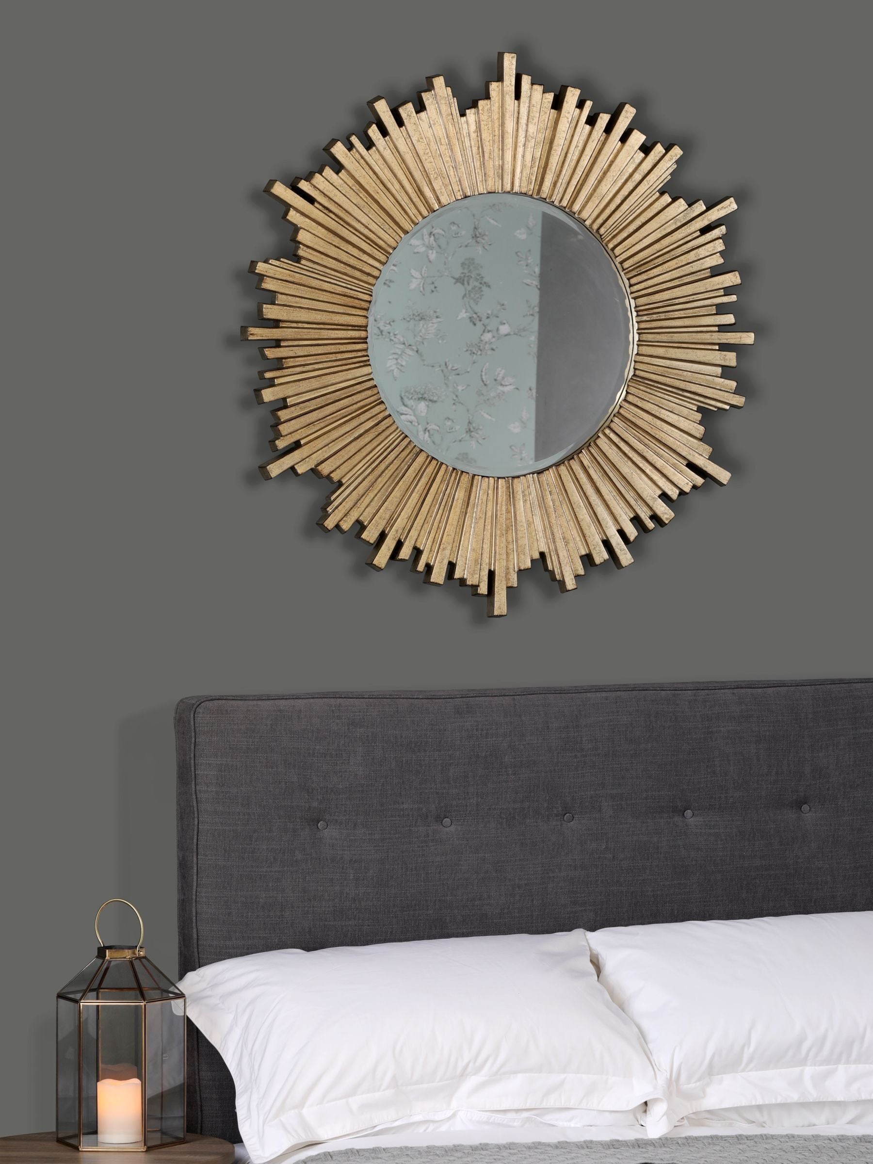 Laura Ashley Gold Lovell Round Sunburst Mirror