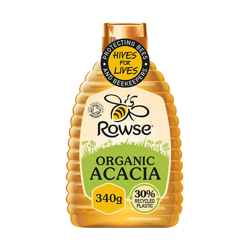 Rowse Organic Acacia Honey Squeezy 340g, imported from the UK