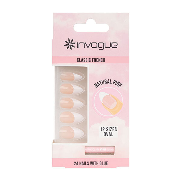 Invogue Pink French Oval Nails Pack of 28, UK version
