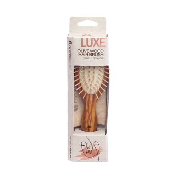Hydrea London anti-static olive wood travel hair brush, UK version