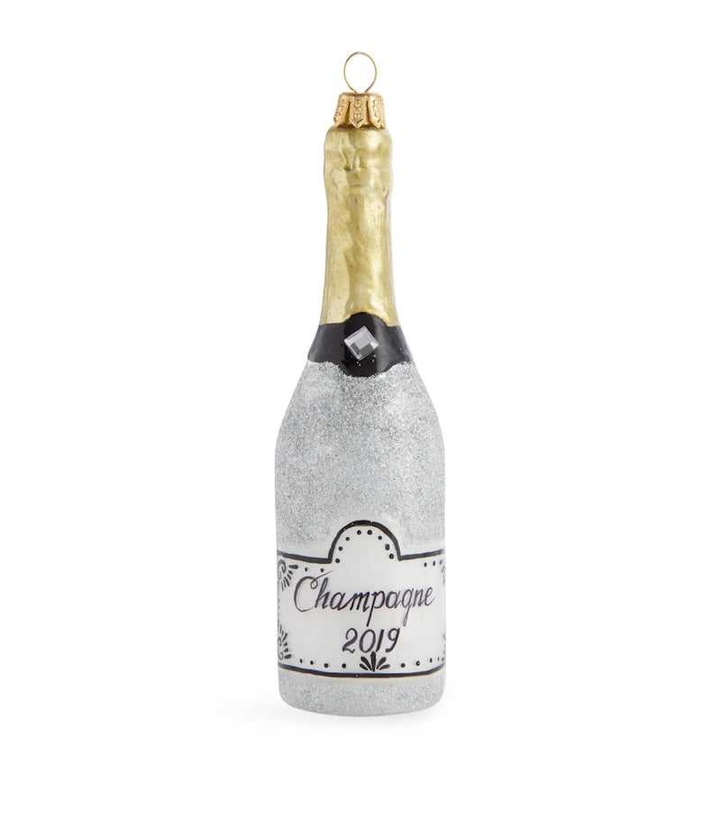 Glittering Champagne Bottle Christmas Tree Decoration