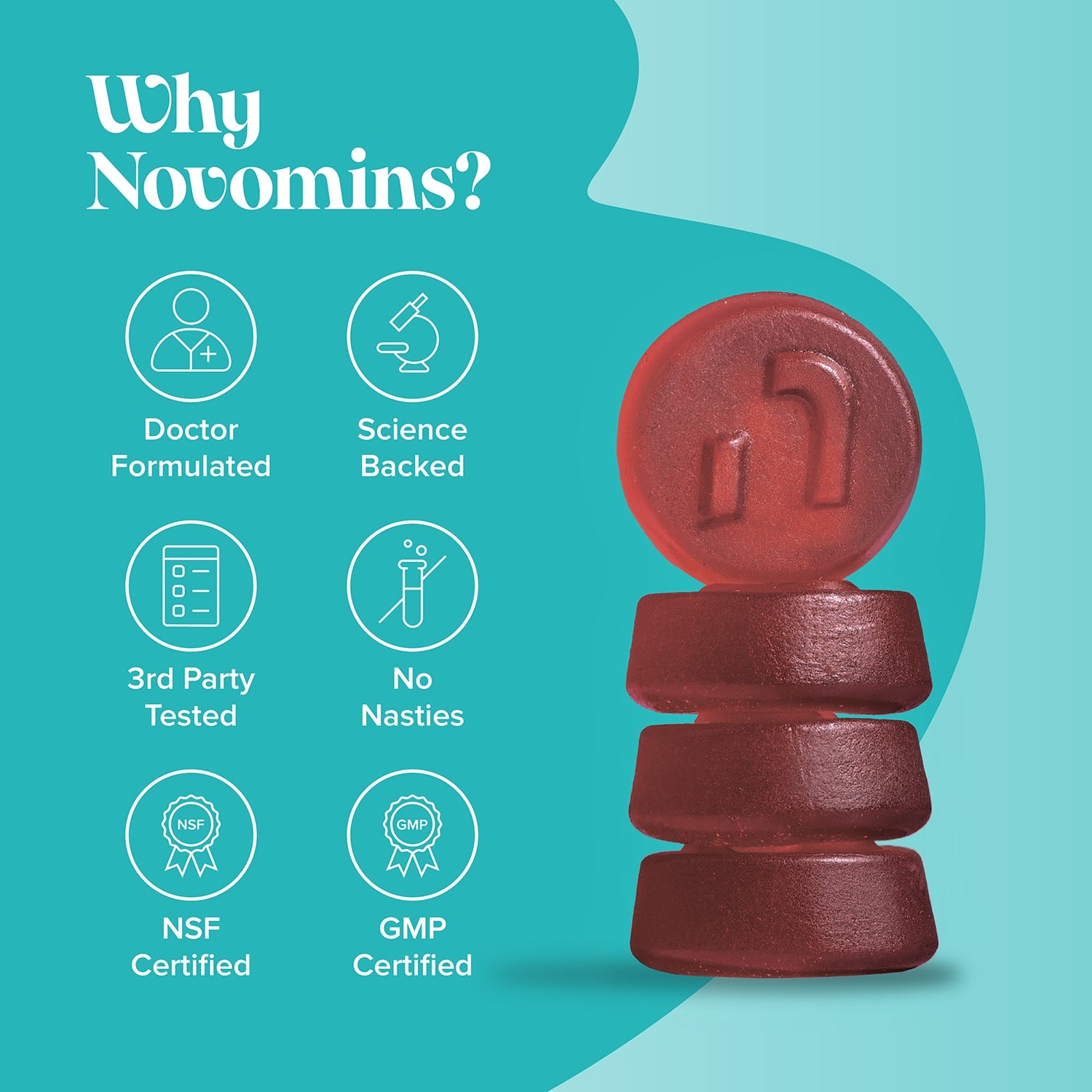 Novomins Focus Strawberry Flavoured 60 Gummies - 998344