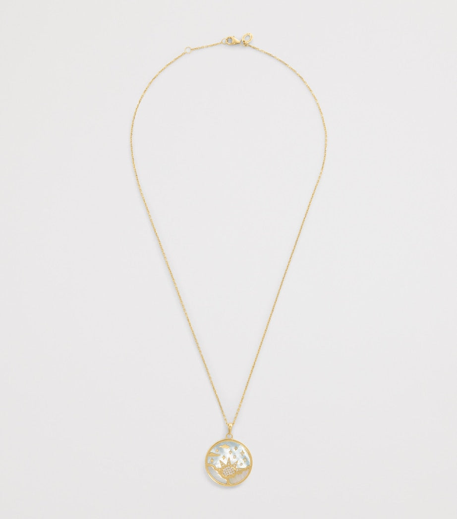 L'ATELIER NAWBAR Yellow Gold and Diamond Sunrise Pendant Necklace