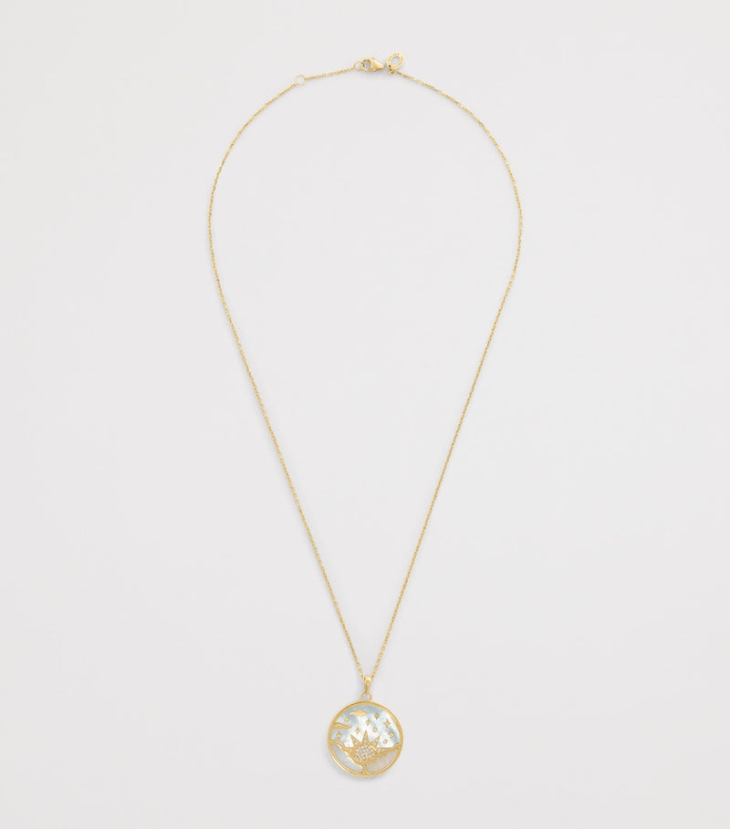 L'ATELIER NAWBAR Yellow Gold and Diamond Sunrise Pendant Necklace