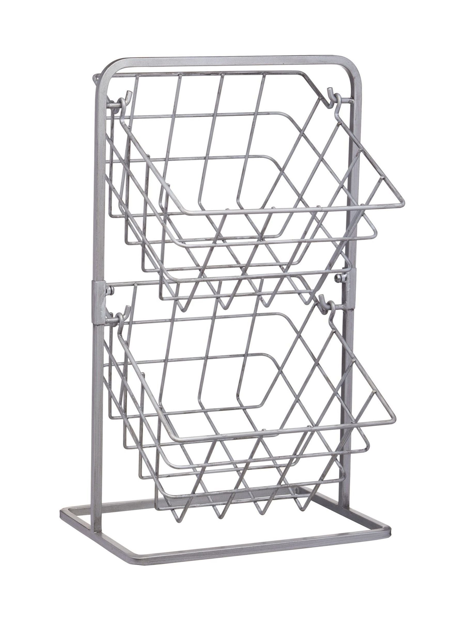 Industrial grey two-tier storage basket, UK version