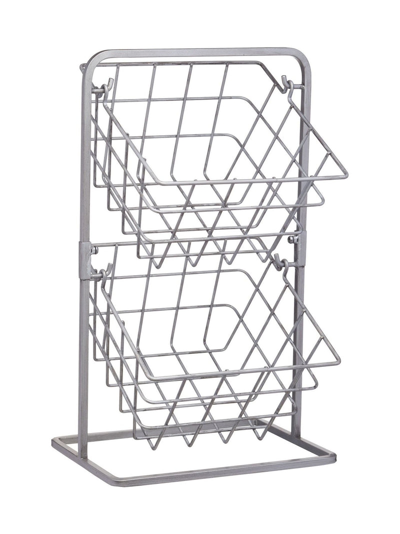 Industrial grey two-tier storage basket, UK version