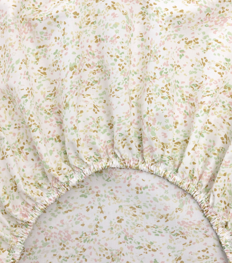 Yves Delorme double fitted sheet with Gaura floral print, 140cm x 200cm (British brand)