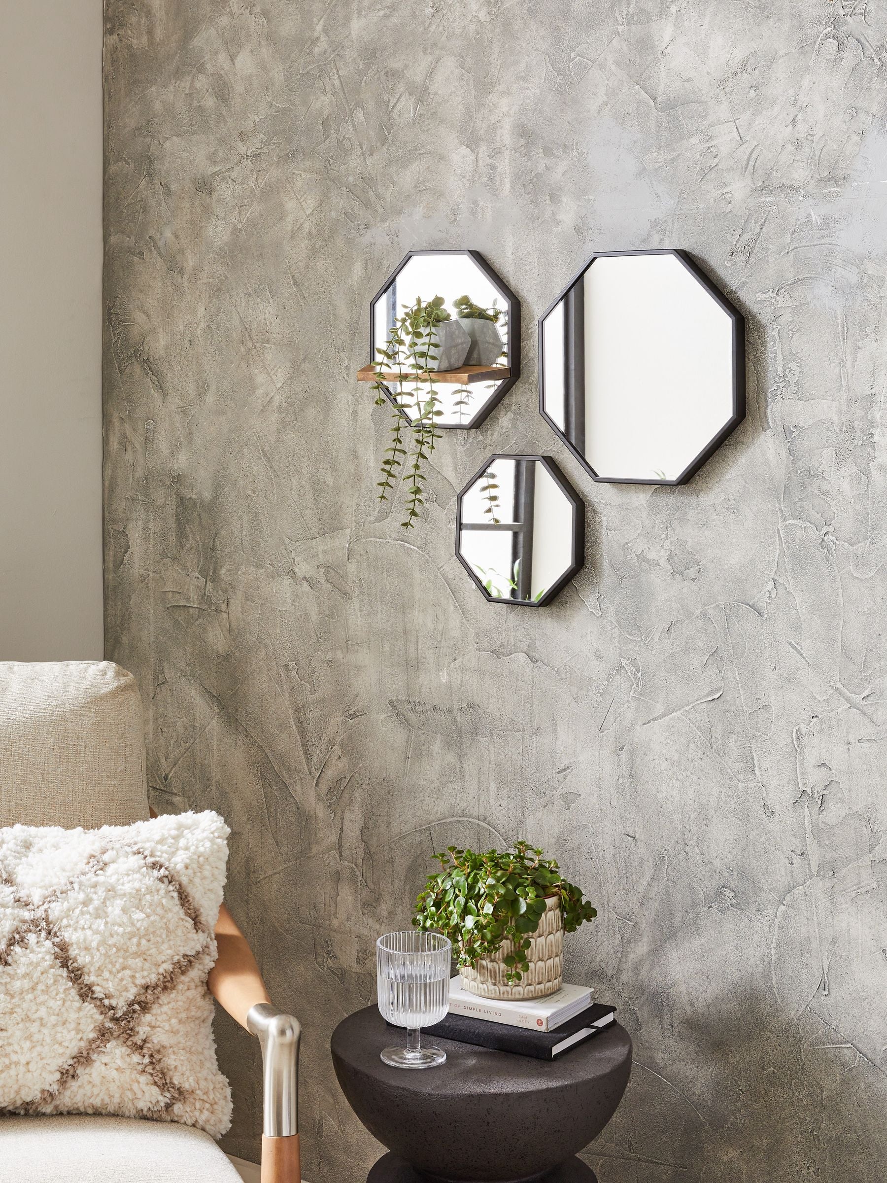 Bronx black set of 3 wall mirrors - British product