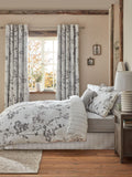 Grey/White floral duvet cover and pillowcase set - British product