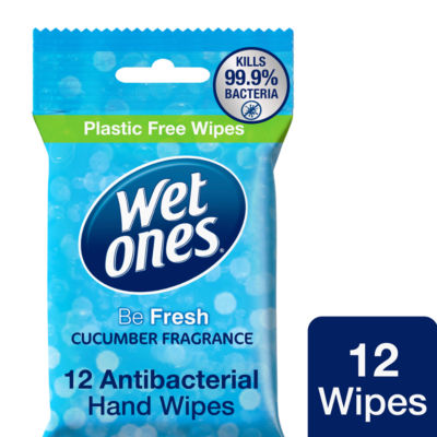 Wet Ones Be Fresh antibacterial hand wipes pack of 12 (British brand)