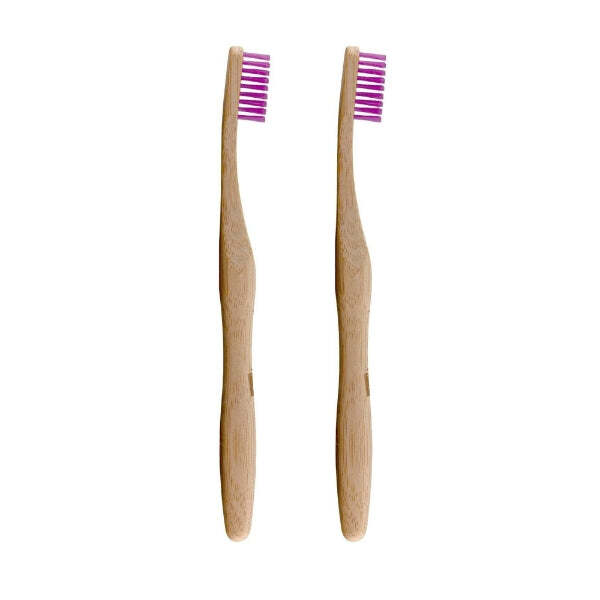 Dr Botanicals bamboo toothbrush purple duo pack 2 pieces, imported from the UK