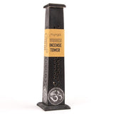 Myga Black Om Incense Tower Hand Carved, imported from the UK