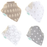 Ziggle Grey and White Bandana Bibs Pack of 4 (British brand)