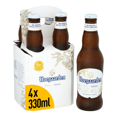 Hoegaarden wheat beer 4 x 330ml bottles, UK version