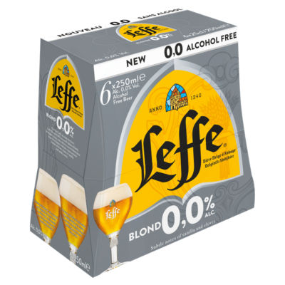 Leffe Blonde 0.0% alcohol-free beer 6x250ml bottles, UK version