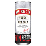 Smirnoff vodka and diet cola ready-to-drink cocktail 250ml (British brand)