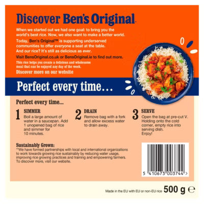 Ben's Original Rice Boil In Bag 8 x 62.5g - British product