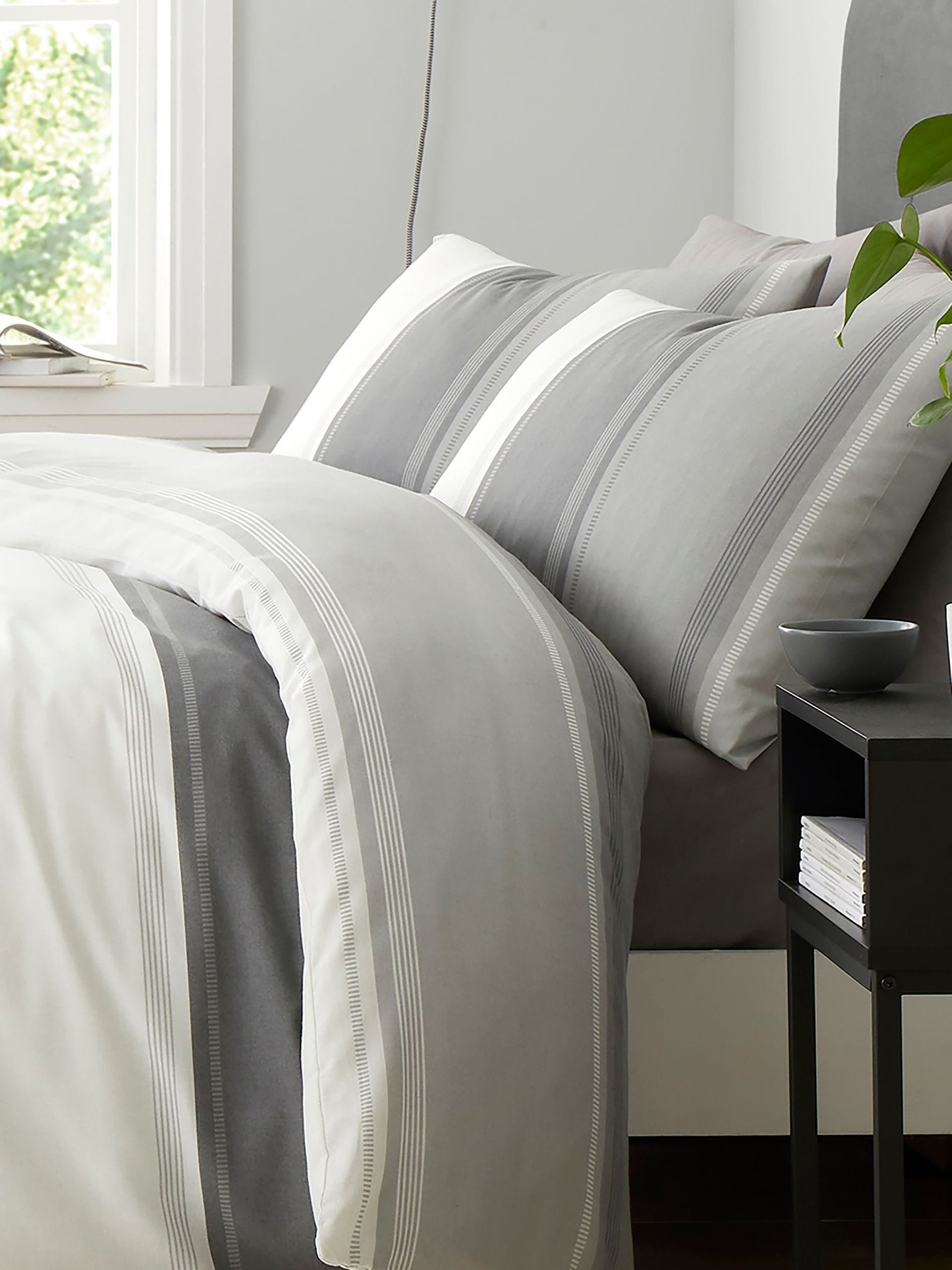 Fusion Grey Betley duvet cover and pillowcase set - British product
