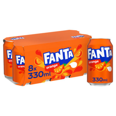 Fanta orange soft drink multipack 8 x 330ml cans - British product