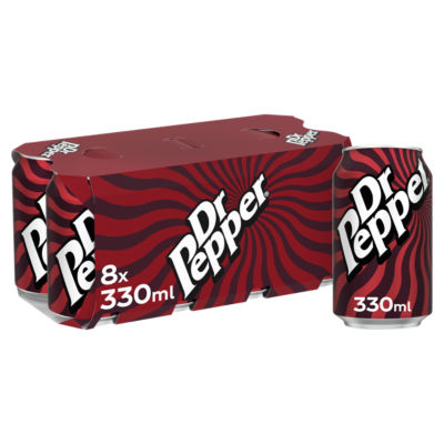 Dr Pepper soft drink 8x330ml cans - British product