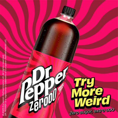 Dr Pepper Zero sugar-free cola 2L - British product