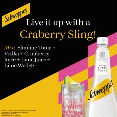 Schweppes slimline tonic water 1L bottle (British brand)