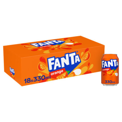 Fanta Orange soft drink 18 x 330ml cans - British product