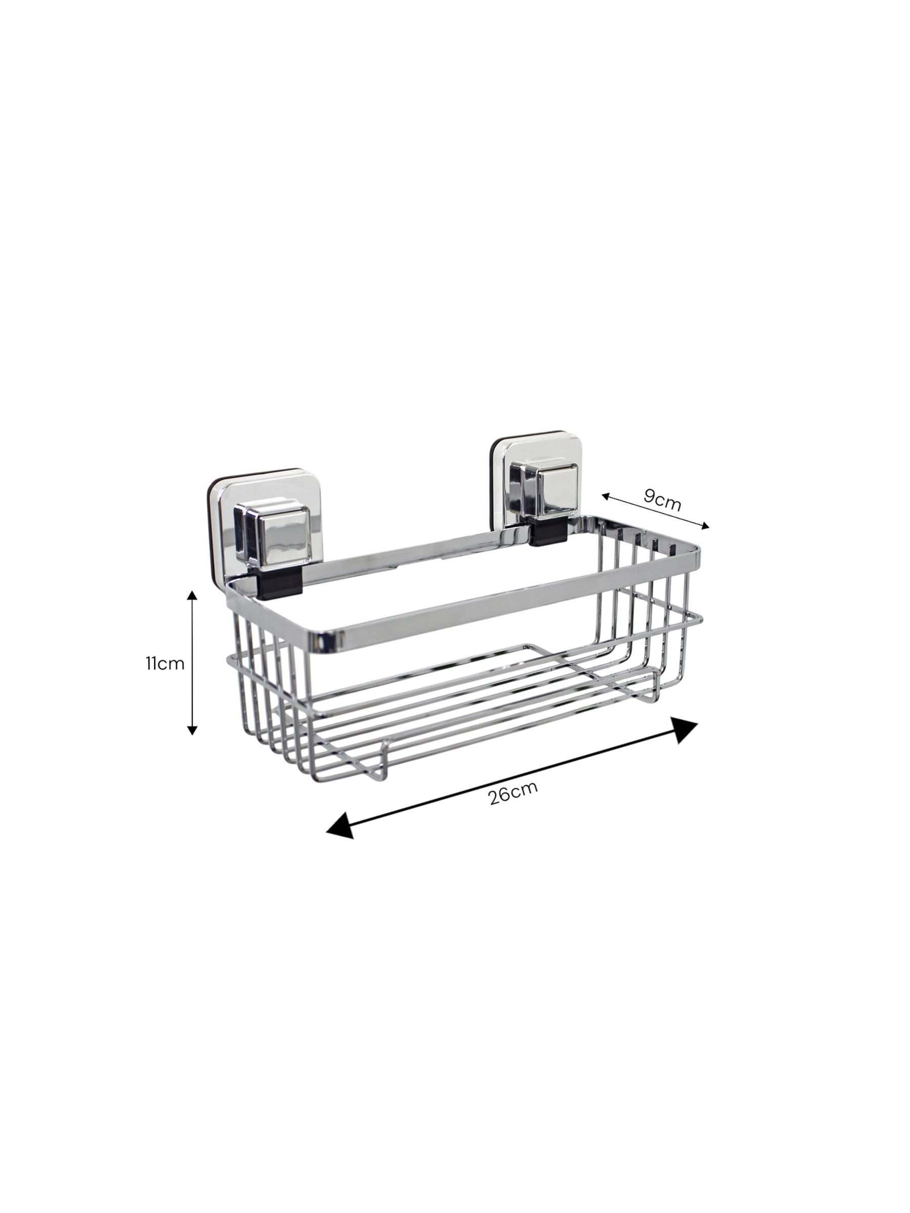 Showerdrape chrome suction wall mounted bottle basket 30kg capacity (British brand)
